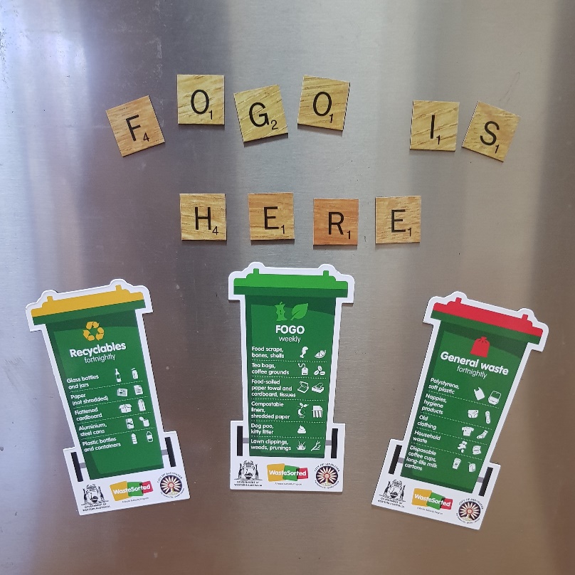 A FOGO (Food Organics Garden Organics) bin lid sticker