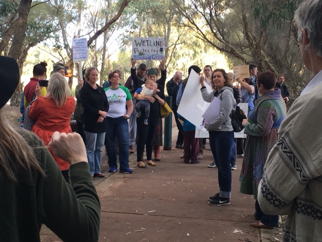 Community members campaigning to save a local wetland
