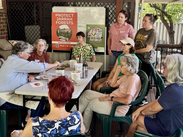 Participants at a nature painting community workshop
